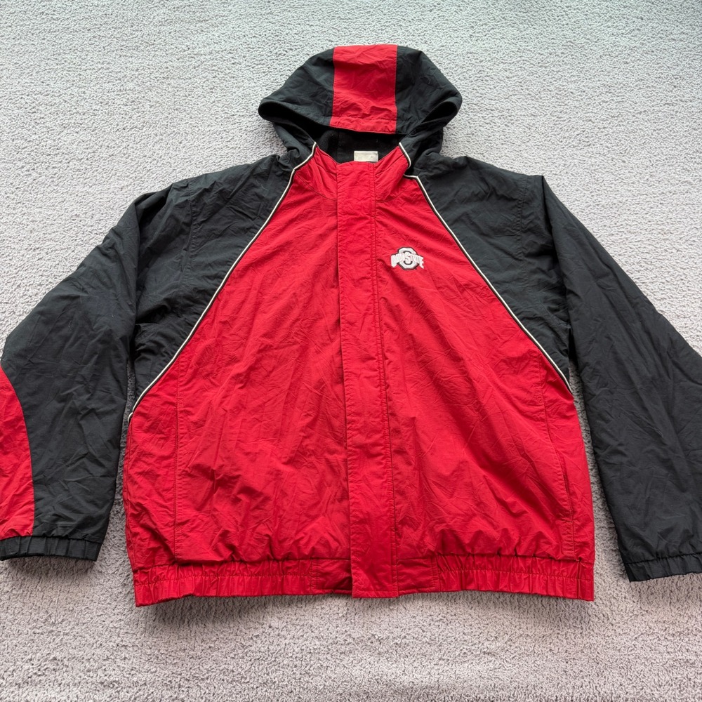 Ohio State Buckeyes Hooded Jacket XL Red Black Vintage NCAA Red Oak Sportswear